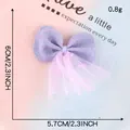 Lindo lazo de purpurina morada con tul de malla de lunares rosas para accesorios DIY - Lazo de Lunares Púrpura (G3R-A-2-9) / 6x5.7cm