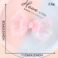 Pinza para el pelo con lazo de malla rosa con lentejuelas y bordado para accesorios - Lazo de Lentejuelas Rosa (G3R-A-3-4)
