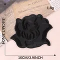Detaillierter schwarzer Rosen-Stickaufnäher 10x8,5 cm für Reparatur und Dekoration - Schwarz Groß (Aufbügelbar)