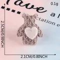 Niedlicher brauner Plüschbär-Aufnäher mit rosa Herz für DIY-Haarschmuck und Brosche. - Brauner Bär mit rosa Herz (G2L-A-4-9)