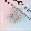 Süßer grüner Plüschbär-Aufnäher mit rosa Herz für DIY-Haarschmuck, 2,5 cm groß - Grau-Grüner Bär mit rosa Herz (G2L-B-1-7)