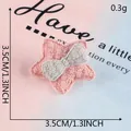 Süßer rosa Plüschstern-Aufnäher mit weißer Schleife, 3,5 cm für DIY-Haarschmuck - Rosa Stern mit weißer Schleife (G2L-B-1-9)