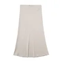 Eleganter mittellanger Satinrock in Champagner mit minimalistischem Design für Damen - XS / Unterteile / Khaki