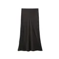 Eleganter mittelhoher schwarzer Satin-Midirock mit seidig glattem Finish und Silhouette - XS / Unterteile / Schwarz