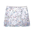 Fashionable floral sequin embellished knit mini skirt with elegant white and blue details - XS / Ivory