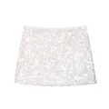 Chic white sequined knitted mini skirt for women, stylish party wear with sparkling beads - XS / Milky White