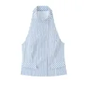 Vista dettagliata di un top a righe verticali blu e bianche con scollo all'americana - XS / Top / Strisce blu e bianche