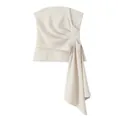 Elegante top a fascia bianco panna con dettaglio drappeggiato a pieghe asimmetrico - XS / Top / Beige