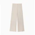 Elegantes pantalones de satén beige de talle alto y pernera ancha - XS / Bottoms / Blanco Roto