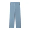 Elegant high-waisted light blue straight-leg trousers with front crease details. - XS / Bottoms / Blue