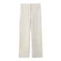 Front view of women's high-waisted cream-colored straight-leg casual trousers - XS / Bottoms / Beige