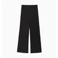Pantalones anchos elegantes negros con textura de satén de seda para mujer estilo minimalista - XS / Bottoms / Negro
