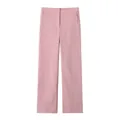 Front view of elegant pink high-waisted straight-leg casual trousers for women - XS / Bottoms / Pink