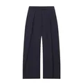Elegante marineblauwe wijde broek met plooien en hoge taille voor dames mode stijl - XS / Bottoms / Zwart
