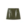Mini-jupe tendance en similicuir vert foncé brillant avec une texture froissée stylée - XS / Bas / Vert