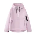 Damen-Windjacke in Rosa mit Kapuze, wasserfestem Gewebe und großer vorderer Kängurutasche - S / Oberteile / Rosa