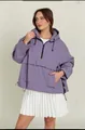 Giacca anorak viola lilla oversize con cappuccio, tasca frontale e mezza zip da donna - Viola