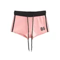 Stijlvolle roze en zwarte Amerikaanse retro sportieve korte broek met zijstrepen en 06 - S / Bottoms / Roze