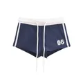 Marineblauwe Amerikaanse retro sportshort met wit trekkoord en zijstrepen aan zijkant - S / Bottoms / Marineblauw