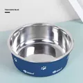 Antislip schatblauwe roestvrijstalen voerbak voor huisdieren met schattige pootjes - Klein (12cm Diameter) / Saffierblauw
