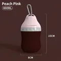 Botella de agua portátil para mascotas 400ml rosa melocotón con gancho mosquetón - 400ml / Rosa Melocotón