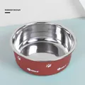 Roodbruine roestvrijstalen voerbak voor huisdieren met witte poot- en vispatronen - Klein (12cm Diameter) / Roodbruin
