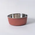 Premium Futternapf aus Edelstahl mit terrakottaroter Außenseite für Katzen und Hunde - Napfdurchmesser 12 cm / Einfarbiger roter Einzelnapf