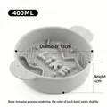 400ml grey silicone pet slow feeder bowl for cats and dogs, 13cm diameter, height 4cm - Solid Color - Pure Gray / 400ml