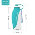 580ml tragbare Hundetrinkflasche mit cyanfarbenem Blatt-Design für unterwegs - Großer Blatt-Stil - Blau / Kartonverpackung