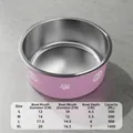 Durable pink 304 stainless steel pet bowl for dogs and cats with detailed size chart - S (Small Capacity) / Panda Print with Anti-slip Base / Sakura Pink