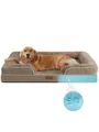 Orthopedic brown pet sofa bed with high-density memory foam for large dogs and cats - S / Khaki