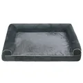 Orthopedic memory foam pet sofa bed with plush grey lining and supportive bolsters - S / Dark Gray