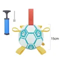 Pallone da calcio interattivo per cani da 15cm con cinghie e pompa d'aria portatile - Con Pompa d'Aria / 15cm / Blu