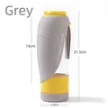 Botella de agua portátil gris para perros con tazón de silicona en forma hoja - Vaso de Agua y Comida / Gris Amarillo