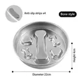 304 stainless steel slow feeder dog bowl bone pattern 22cm with anti-slip strips - Bone Style (304 Stainless Steel) / Diameter 22cm with Anti-slip Pads
