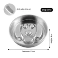 304 stainless steel slow feeder bowl for dogs with non-slip base, 22cm diameter - Dog Face Style (304 Stainless Steel) / Diameter 22cm with Anti-slip Pads