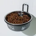 Aan de muur gemonteerde roestvrijstalen voerbak voor honden en katten, grijs design - Diameter voerbak 14,5 cm / Verhoogde voerbak met grijze print