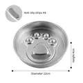 Stainless steel paw print slow feeder pet bowl, 22cm diameter, with non-slip strips - Paw Style (304 Stainless Steel) / Diameter 22cm with Anti-slip Pads