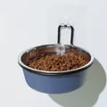 Blauwe wandgemonteerde roestvrijstalen voerbak voor honden en katten, verhoogd design - Diameter voerbak 14,5 cm / Blauwe verhoogde voerbak