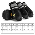Botas impermeables antideslizantes para perros grandes con tiras reflectantes grises - Talla 5 / Con Huella de Pata / Paquete de 4 / Negro