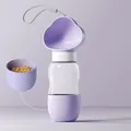 Tragbare lila 2-in-1-Hundereisewasserflasche und Futterspender mit praktischer Trageschlaufe - 2-in-1 Wasser- und Futterspender / 350ml+200ml / Lila