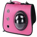 Trasportino per animali rosa traspirante e trasparente a forma di capsula spaziale per gatti - Design a 3 fori / 40*26*30cm / rosa ciliegia