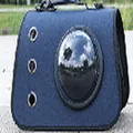 Trasportino a capsula spaziale blu per animali con cupola per gatti e piccoli cani - Design a 3 fori / 40*26*30cm / Blu navy