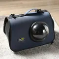 Marineblauer PU-Raumkapsel-Katzenrucksack mit transparentem Fenster für Haustiere - Ohne Loch Stil / 40*26*30cm / Marineblau