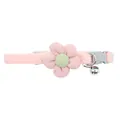 Pink velvet pet collar with soft flower and silver bell for small dogs and cats - 1 Piece / Fresh Flower Light Pink