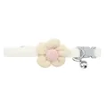 Cute adjustable cream plush pet collar with a pink crochet flower and silver bell - 1 Piece / Fresh Flower Apricot