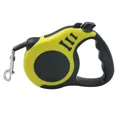 Professional yellow retractable dog leash featuring black bone patterns and ergonomic handle - Yellow