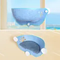Komfortable himmelblaue Filz-Katzen-Fensterhängematte mit Saugnäpfen und Kissen - Blau
