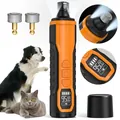 Electric pet nail grinder with 5 speeds, dual LED lights, and LCD display for dogs and cats - Boxed (Includes 2 Grinding Heads) / Black Orange
