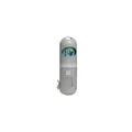 Draagbare grijze capsule hondenpoepzakdispenser met ingebouwd LED-licht en handige clip - Grijs